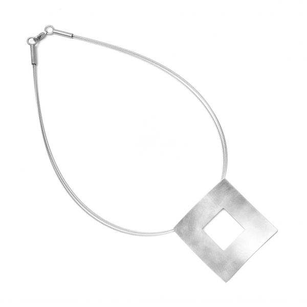 Halskette gewölbtes Quadrat - Silber