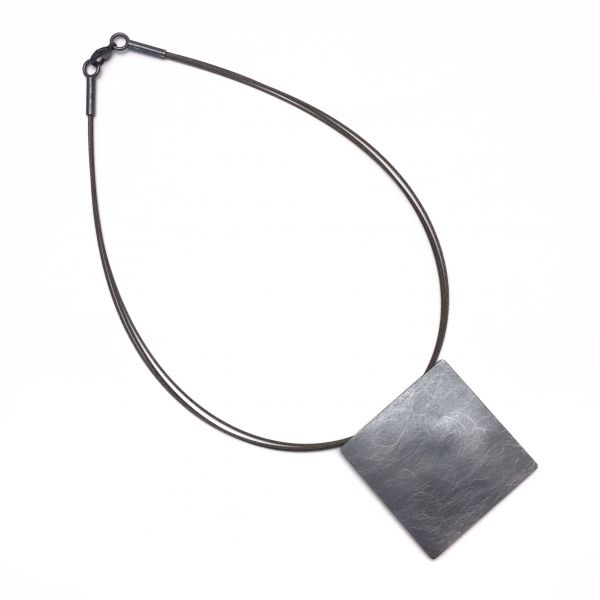Halskette flaches Quadrat - Altsilber