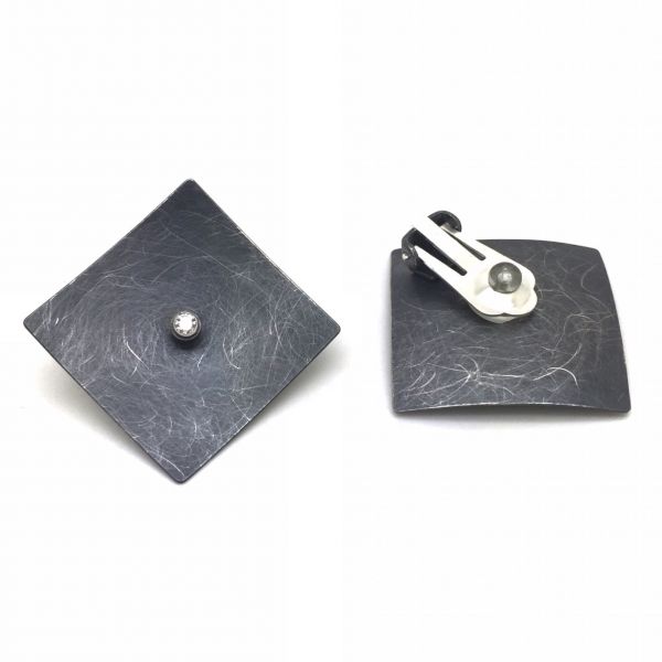 Ohrclip Raute mit Zirkonia 30mm Altsilber