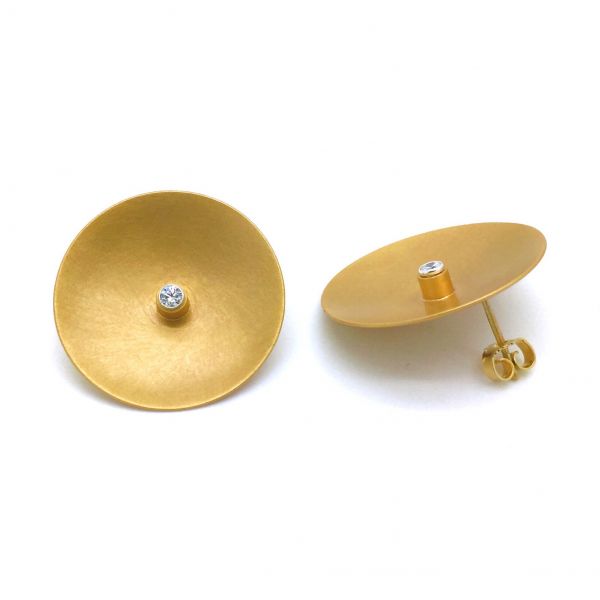 Ohrstecker Kreis mit Zirkonia 30mm - Gold