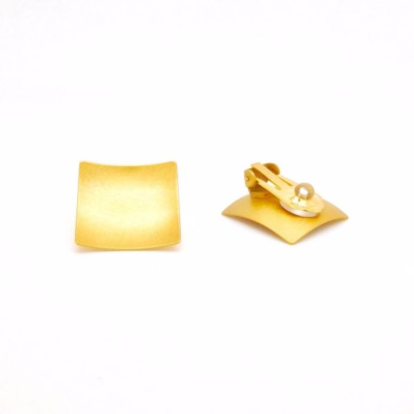 Ohrclip Gewölbtes Quadrat 22mm - Gold
