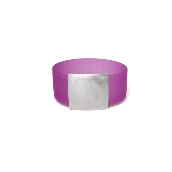 Armband Make-A-Change Quadrat - Silber & Pink