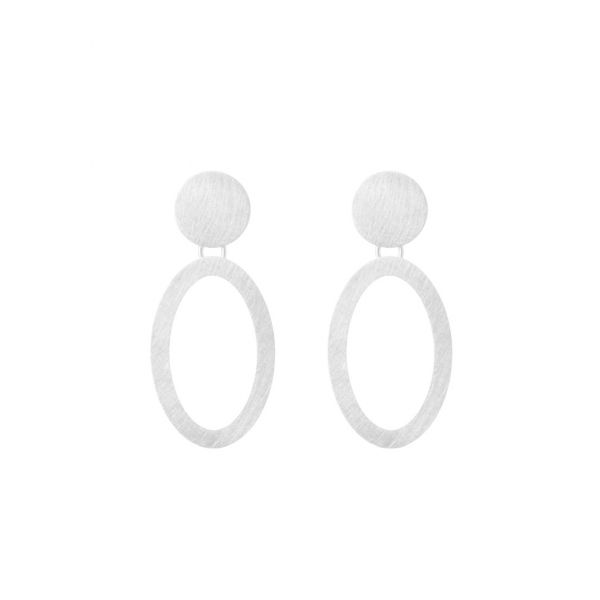 Oval Rahmen Ohrstecker - versilbert