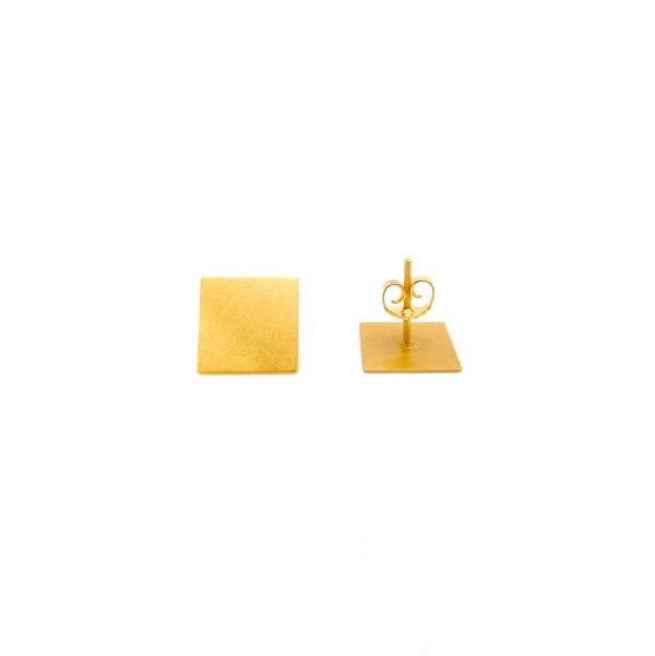 Ohrstecker Flaches Quadrat 12mm - Gold