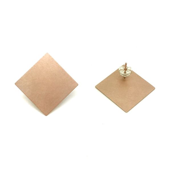 Ohrstecker flache Raute 22mm Rosé